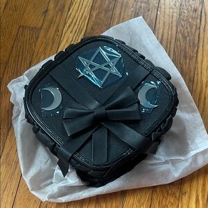 Killstar Black Gothic Moon & Pentagram Bow Crossbody Bag